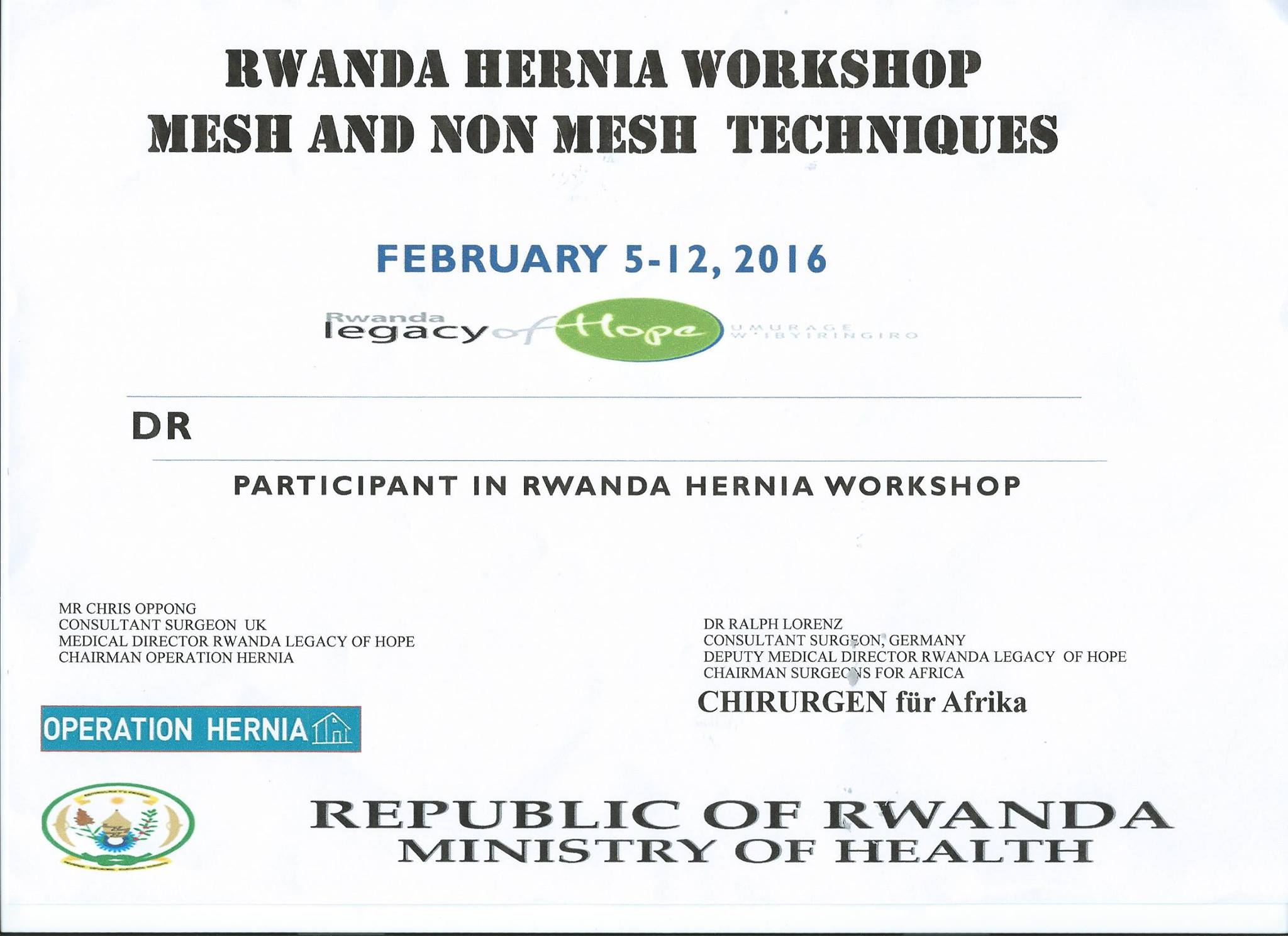 CPD certificate for doctor after training
